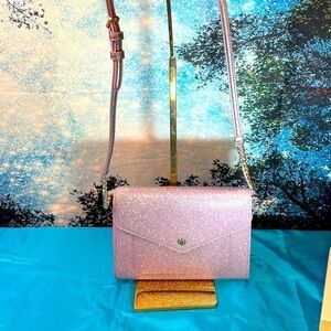 KATE SPADE NEW Tinsel Glitter Flap Crossbody Bag in Lilac Frost NWT